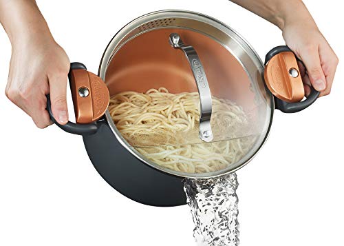 FARBERWARE 8 qt. Durable Stainless Steel Pasta Pot with Locking