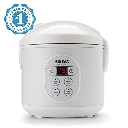 Aroma 6-Cup Rice Cooker and Food Steamer, White
