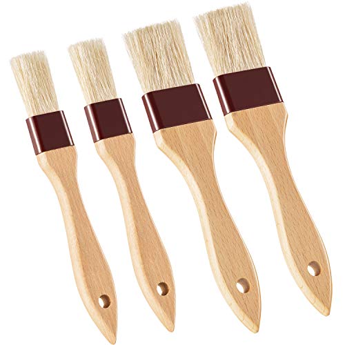 4 Pieces Pastry Brushes 1-Inch and 1 1/2 -Inch Width Basting Oil Brush with  Boar Bristles and Beech Hardwood Handles Barbecue Oil Brush for Spreading  Butter Cooking Baking Brush - Shop - TexasRealFood