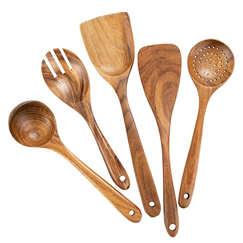 Non-Stick Handmade Wooden Serving and Cooking Spoon Kitchen Utensils, Set  of 6 