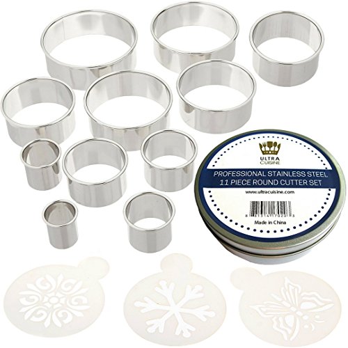 12 Piece Circle Stainless Pastry Donut Cutter Set Round Cookie Cutters  Circle Baking Metal Ring Molds