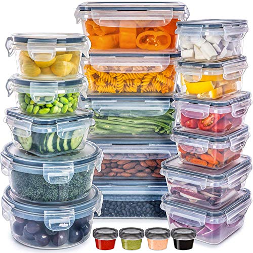 40 Piece Food Storage Containers with Airtight Snap-On Lids - Plastic Containers with Lids for Kitchen Organization and Storage - Food Containers
